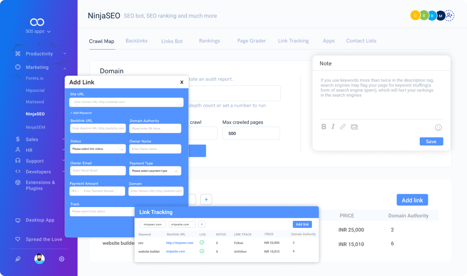 link tracker leave note